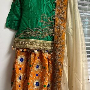 Mehndi lehnga choli - gota work Pakistani wedding dress